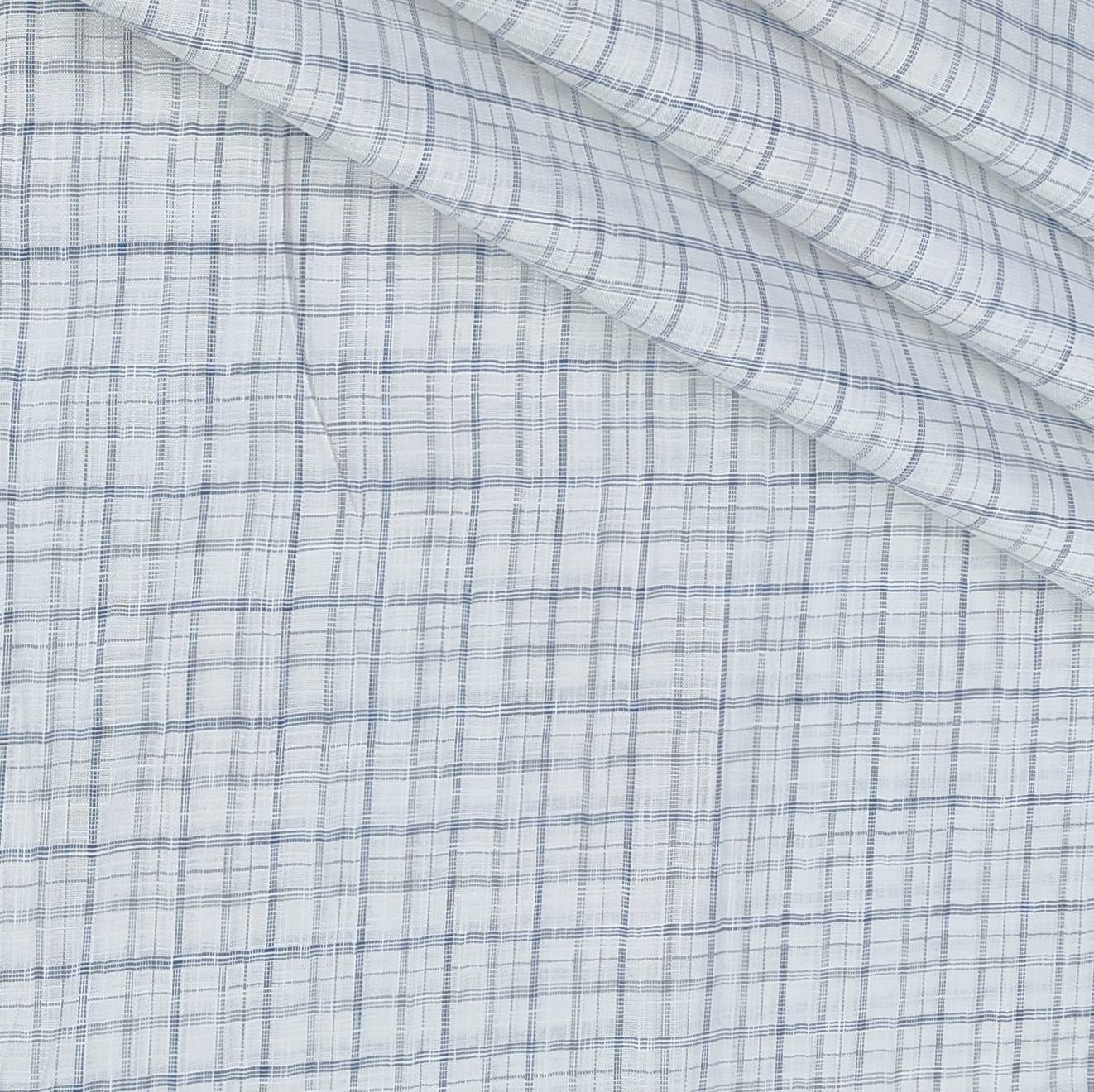 Shirt Fabric Raymond 100% Cotton Check With Slub Colour Blue n White